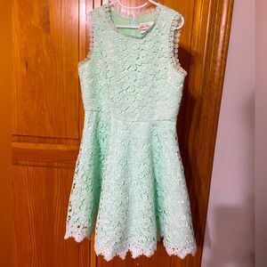 Mint green lace flower girl dress
